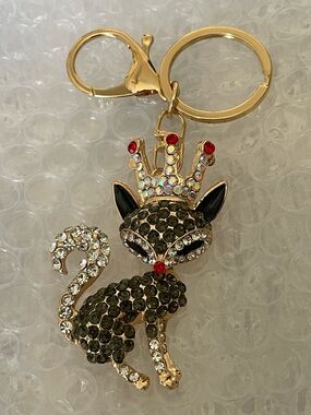 Black Crystal Fox Keychain
